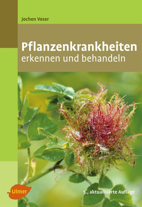 Grünes Buchcover mit Foto einer Galle der Gemeinen Rosengallwespe auf einem Rosenzweig