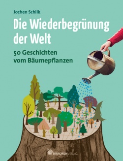 Buchcover Illustration Bäume, die auf einem Baumstumpf wachsen